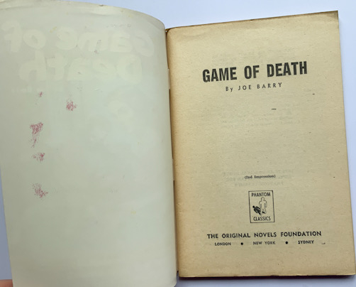 Phantom GAME OF DEATH Australian pulp fiction book Joe Barry 1950s-61
